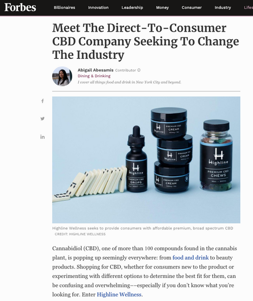 Forbes: Meet The Direct-To-Consumer CBD Company Changing The Industry